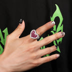 Hip-hop T-square heart-shaped zircon ring by nowadaysfashion