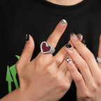 Hip-hop T-square heart-shaped zircon ring by nowadaysfashion