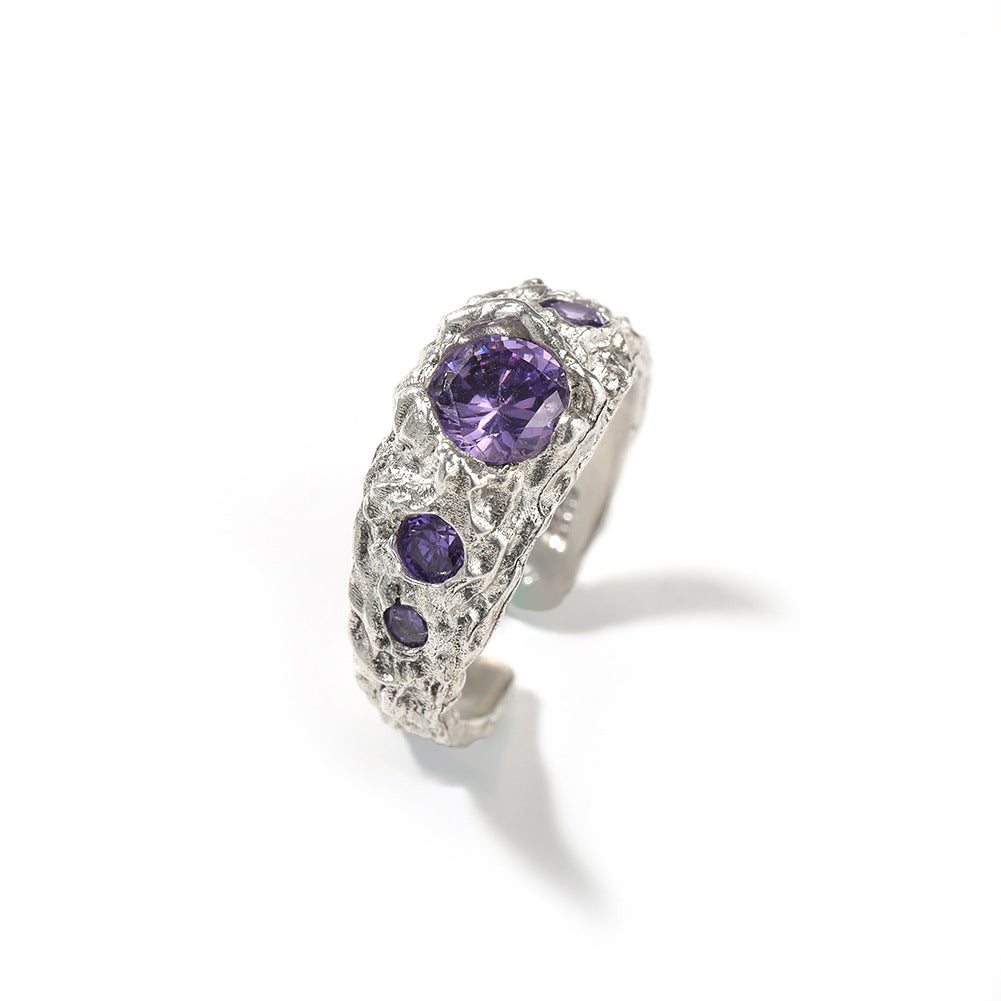 Hip-Hop 925 Silver Ring with Purple Zircon by nowadaysfashion