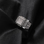 Hip-hop square diamond-encrusted couple ring by nowadaysfashion