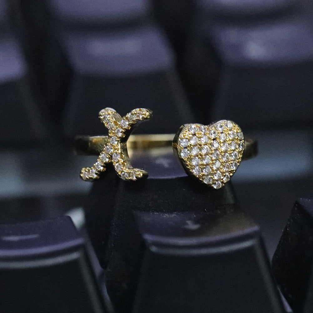Hip-hop zircon-encrusted 26 English letters ring by nowadaysfashion