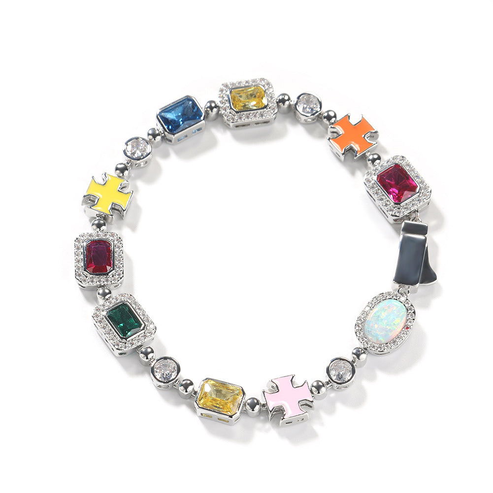 Hip-hop diamond multi-colored gemstone necklace by nowadaysfashion