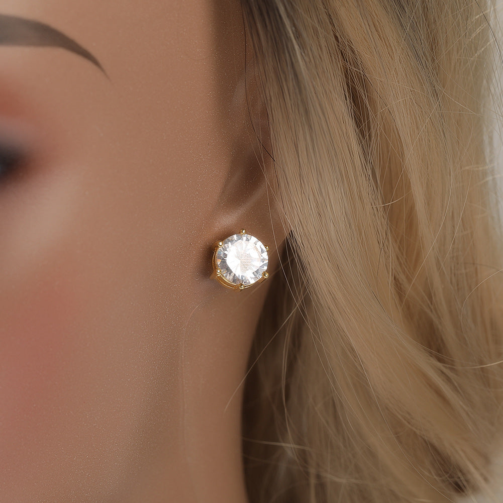 Hip-hop 925 silver moissanite six-prong earrings by nowadaysfashion
