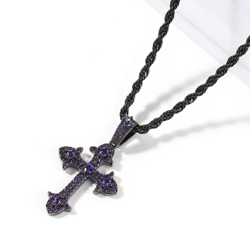 Hip-Hop Diamond-Encrusted Zircon Cross Necklace by nowadaysfashion