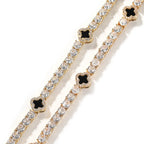 Hip-hop four-leaf clover diamond tennis chain necklace bracelet by nowadaysfashion