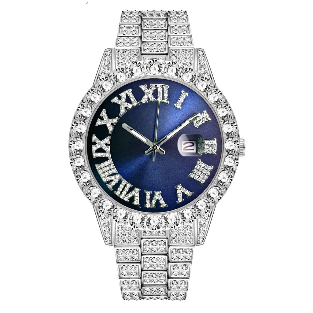 Hip-hop watch with Roman numerals and diamonds, large dial by nowadaysfashion
