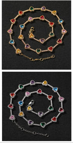 Hip-hop colorful heart-shaped adjustable bracelet and necklace by nowadaysfashion