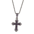 Hip-hop copper-inlaid purple zircon cross necklace by nowadaysfashion