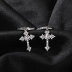 Hip-hop cubic zirconia cross earrings by nowadaysfashion