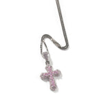 Gold-plated, diamond-encrusted mini cross necklace by nowadaysfashion