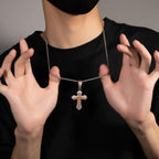 Hip-hop copper-inlaid purple zircon cross necklace by nowadaysfashion