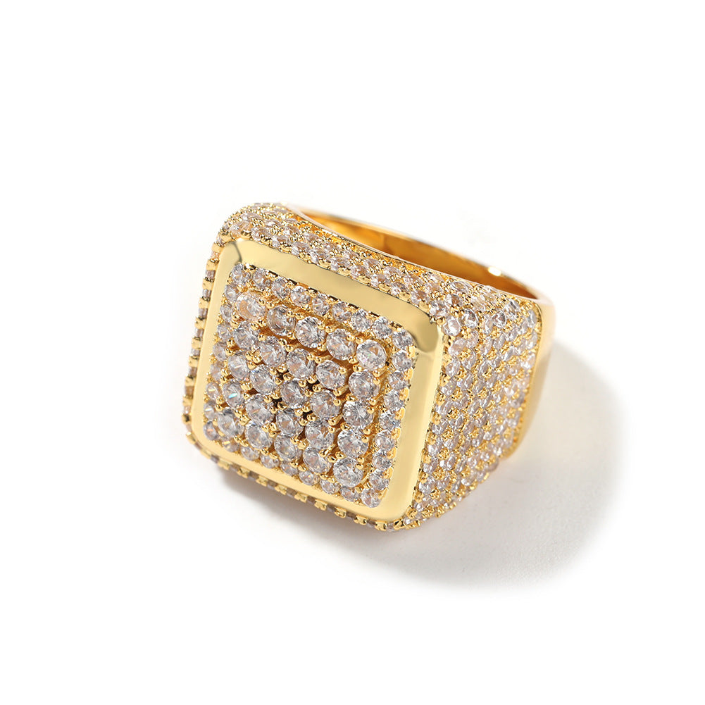 Hip-hop large square ring with zircon by nowadaysfashion