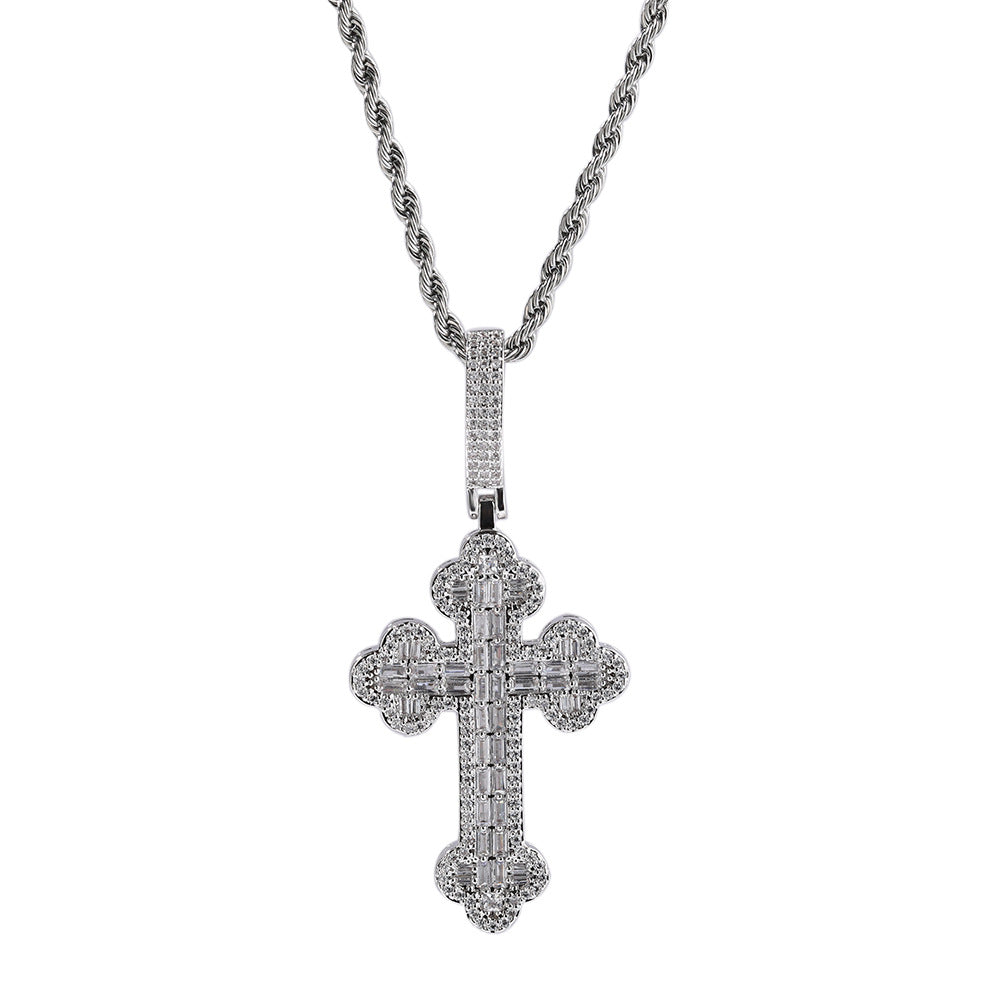Hip-hop large diamond-encrusted cloud cross pendant by nowadaysfashion
