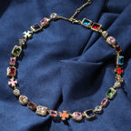 Exquisite diamond-encrusted colored gemstone bracelet and necklace by nowadaysfashion
