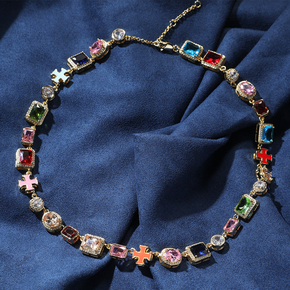 Exquisite diamond-encrusted colored gemstone bracelet and necklace by nowadaysfashion
