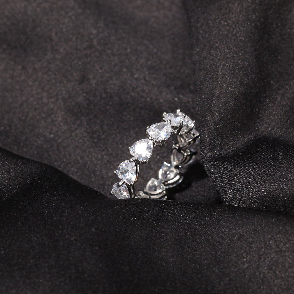 Hip-hop single-row heart-shaped zircon rings by nowadaysfashion