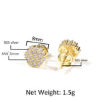 Hip Hop diamond-encrusted 925 silver stud earrings by nowadaysfashion