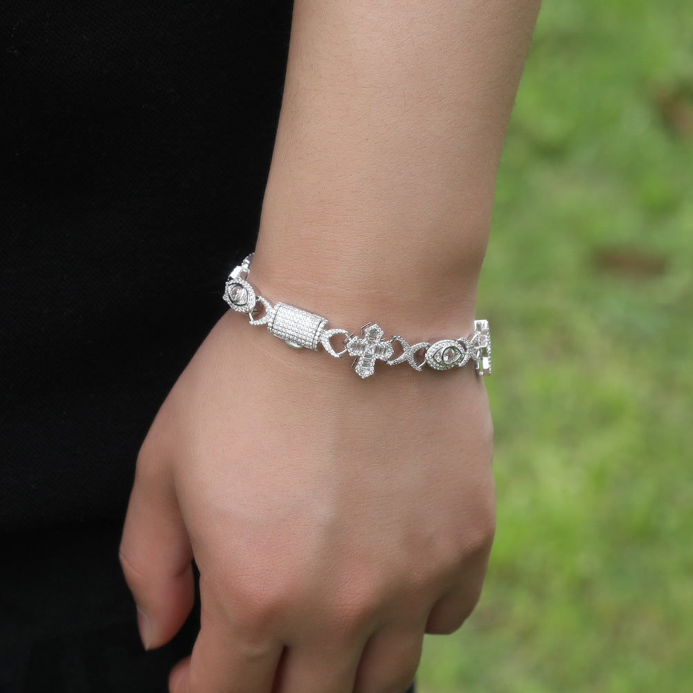 Hip Hop Zirconia Eye Cross Bracelet by nowadaysfashion