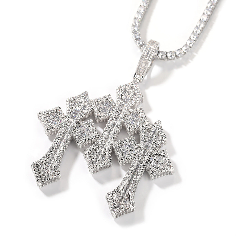 Retro Cross Square Zircon Inlay Necklace by nowadaysfashion