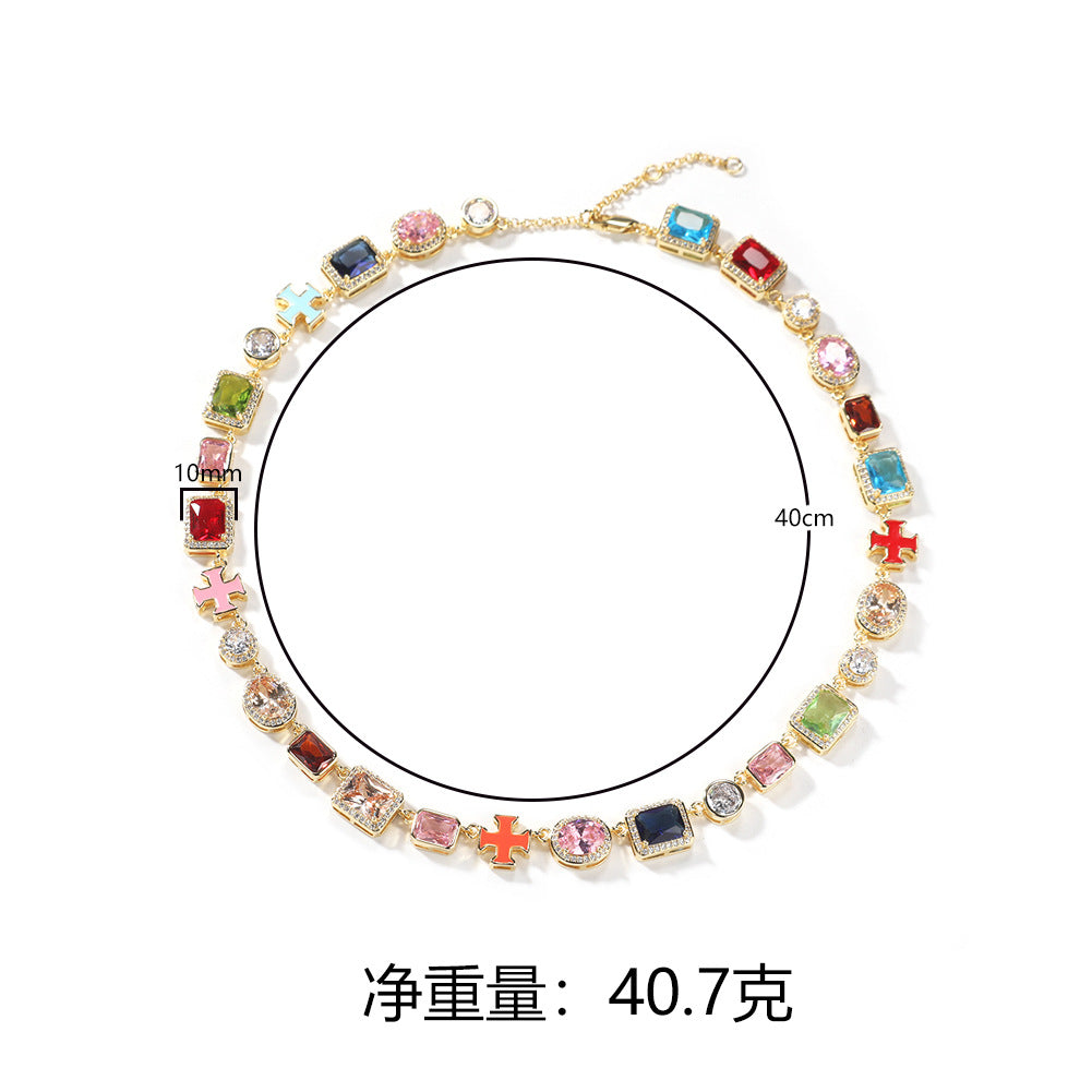 Exquisite diamond-encrusted colored gemstone bracelet and necklace by nowadaysfashion