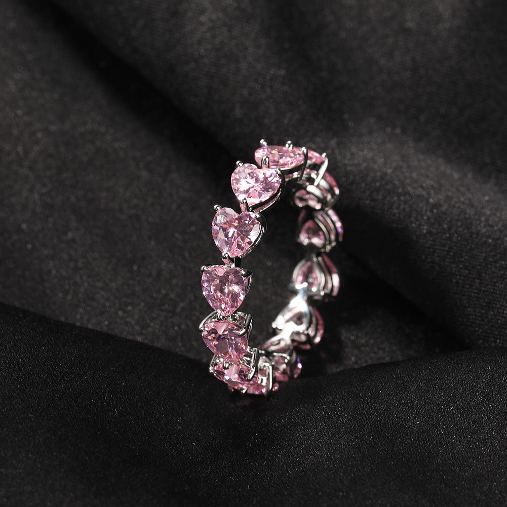 Hip-hop single-row heart-shaped zircon rings by nowadaysfashion