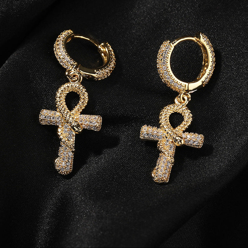 Hip-hop Anhe snake zircon earrings by nowadaysfashion