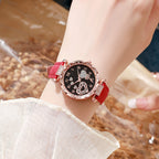Simple leather strap quartz watch for students