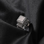 Hip-hop square diamond-encrusted couple ring by nowadaysfashion