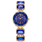 Women’s Gold Bracelet Quartz Watch with Black Crystal Dial