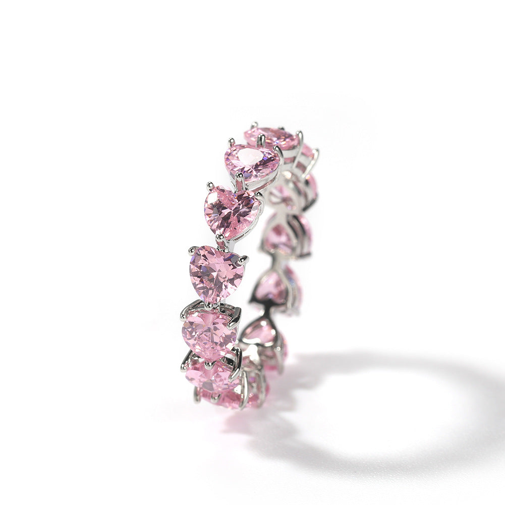 Hip-hop single-row heart-shaped zircon rings by nowadaysfashion