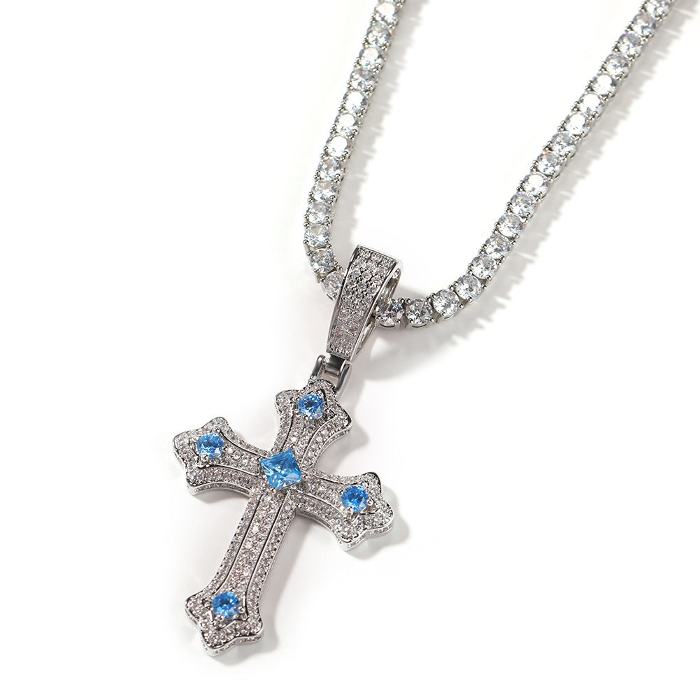 Hip-hop cross-shaped diamond Cubic Zirconia necklace by nowadaysfashion