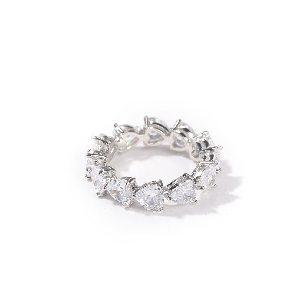 Hip-hop single-row heart-shaped zircon rings by nowadaysfashion