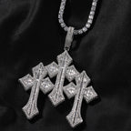 Retro Cross Square Zircon Inlay Necklace by nowadaysfashion