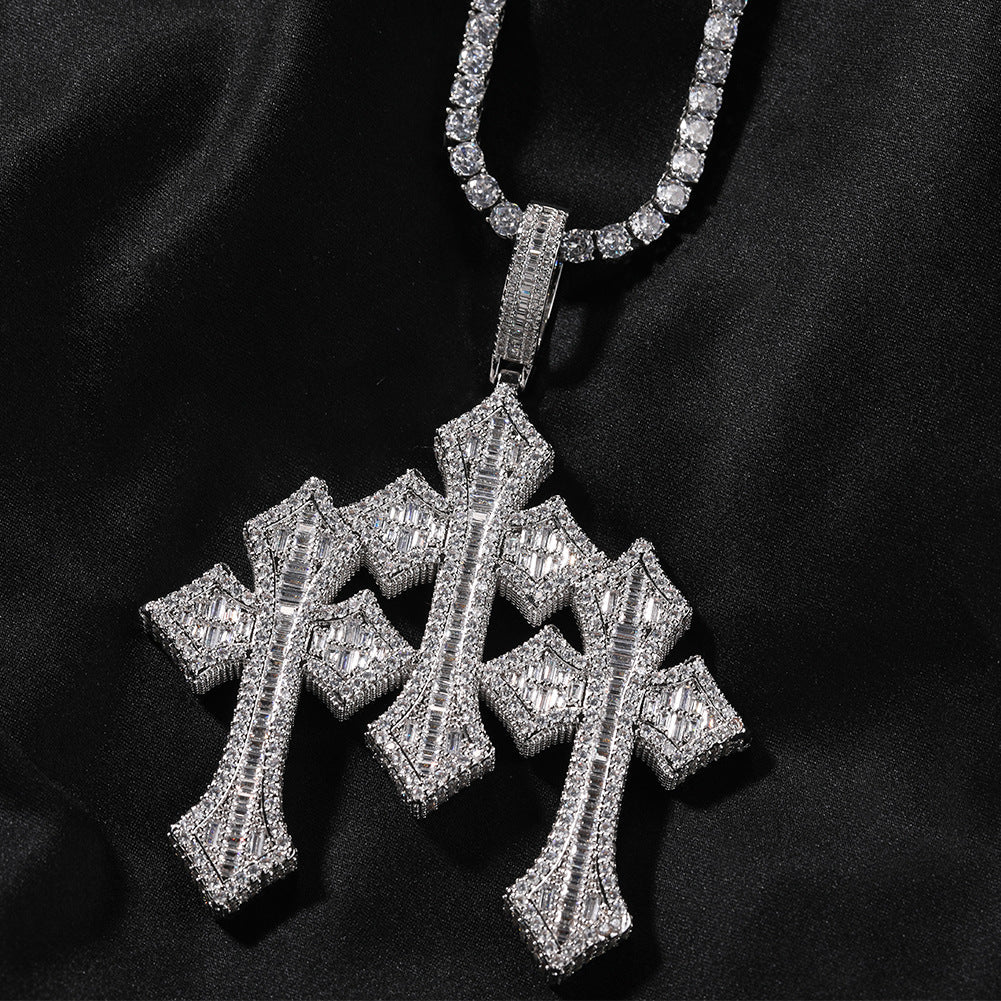 Retro Cross Square Zircon Inlay Necklace by nowadaysfashion