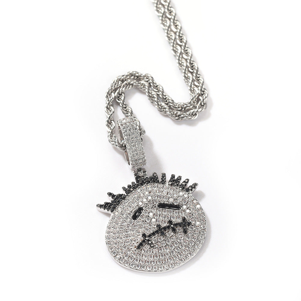 Hip-hop cartoon zircon spiky-head avatar necklace by nowadaysfashion
