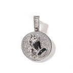 Hip-hop round disc zircon-encrusted praying hands pendant by nowadaysfashion