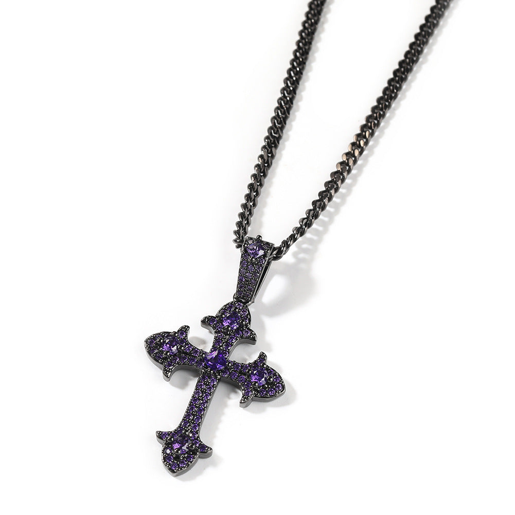 Hip-Hop Diamond-Encrusted Zircon Cross Necklace by nowadaysfashion