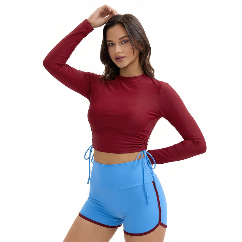 Swimsuit Women Split Long Sleeve Sunscreen Solid Color Conservative Two Piece Set Swimsuit by Bella Mia