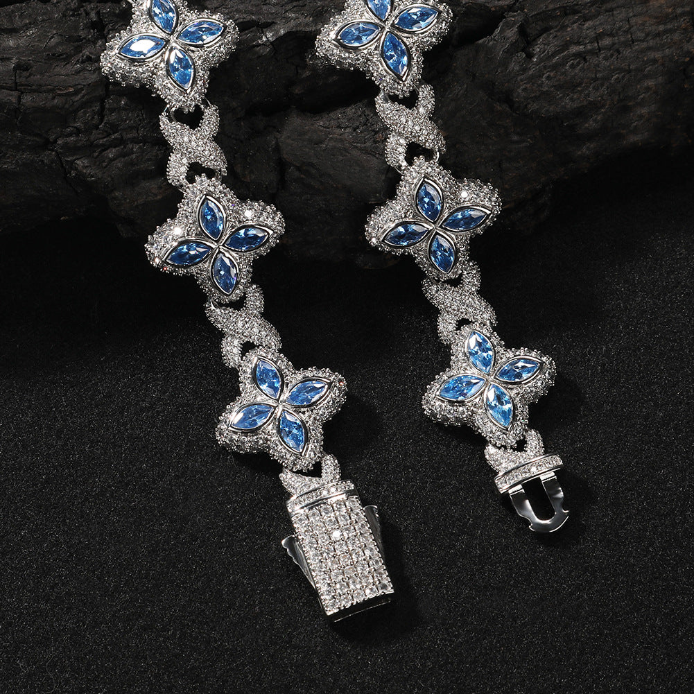 Hip-hop zircon colored infinite four-leaf clover bracelet by nowadaysfashion
