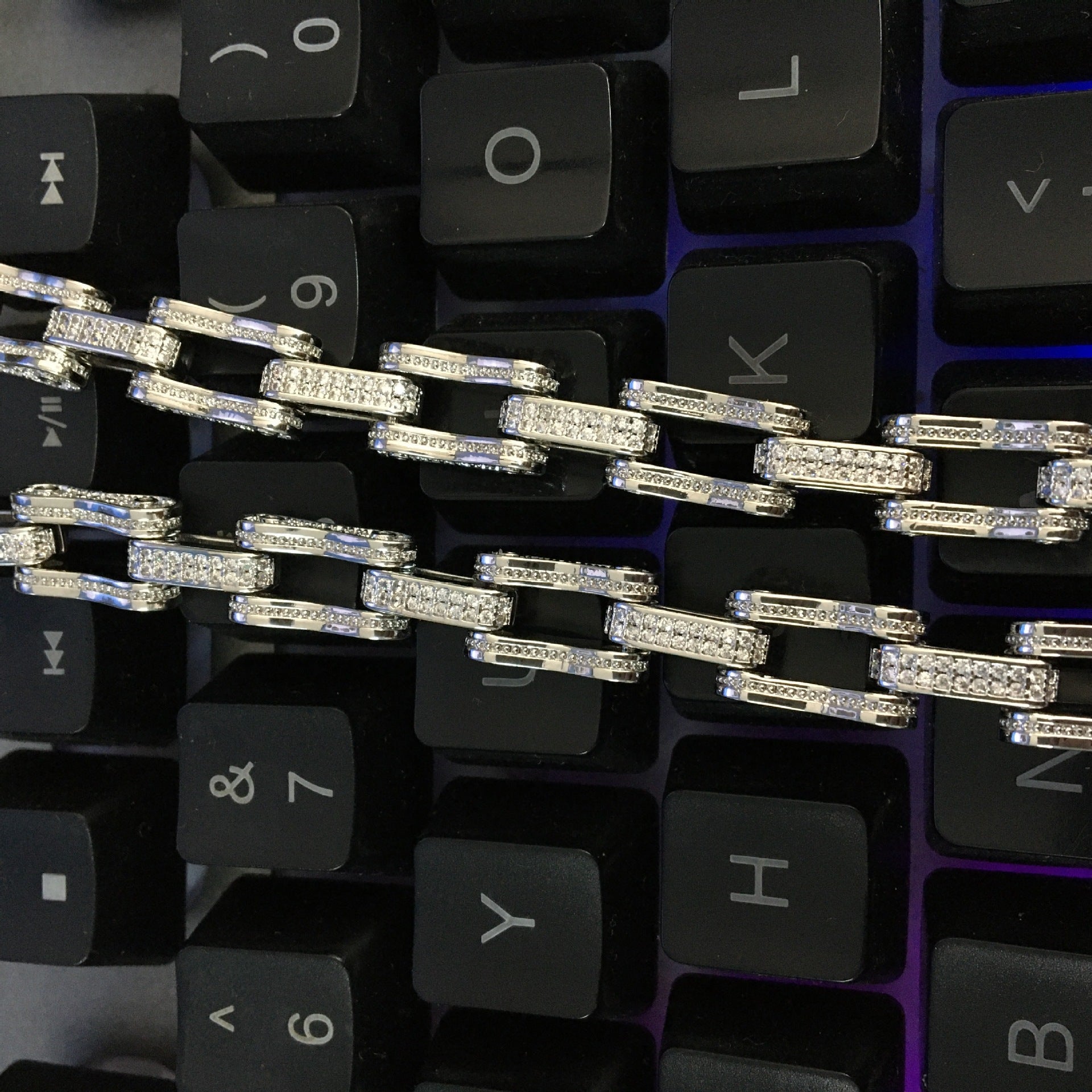 Hip Hop Rhinestone 5mm Bicycle Chain Necklace by nowadaysfashion
