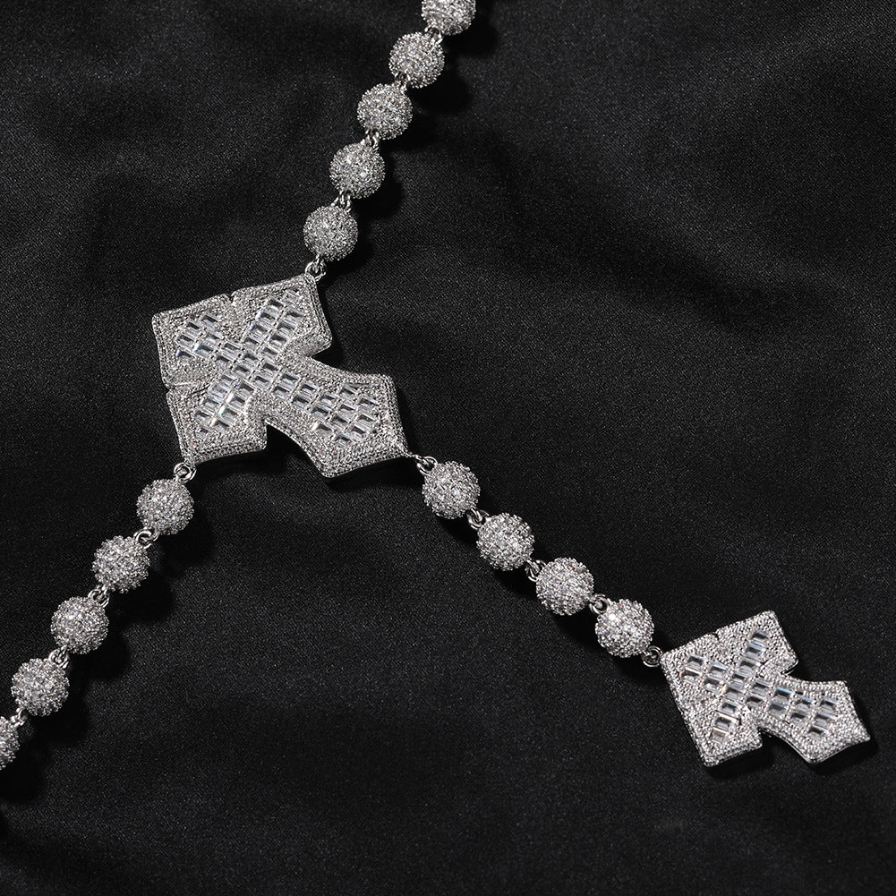 Hip Hop Beaded Zirconia Cross Necklace by nowadaysfashion