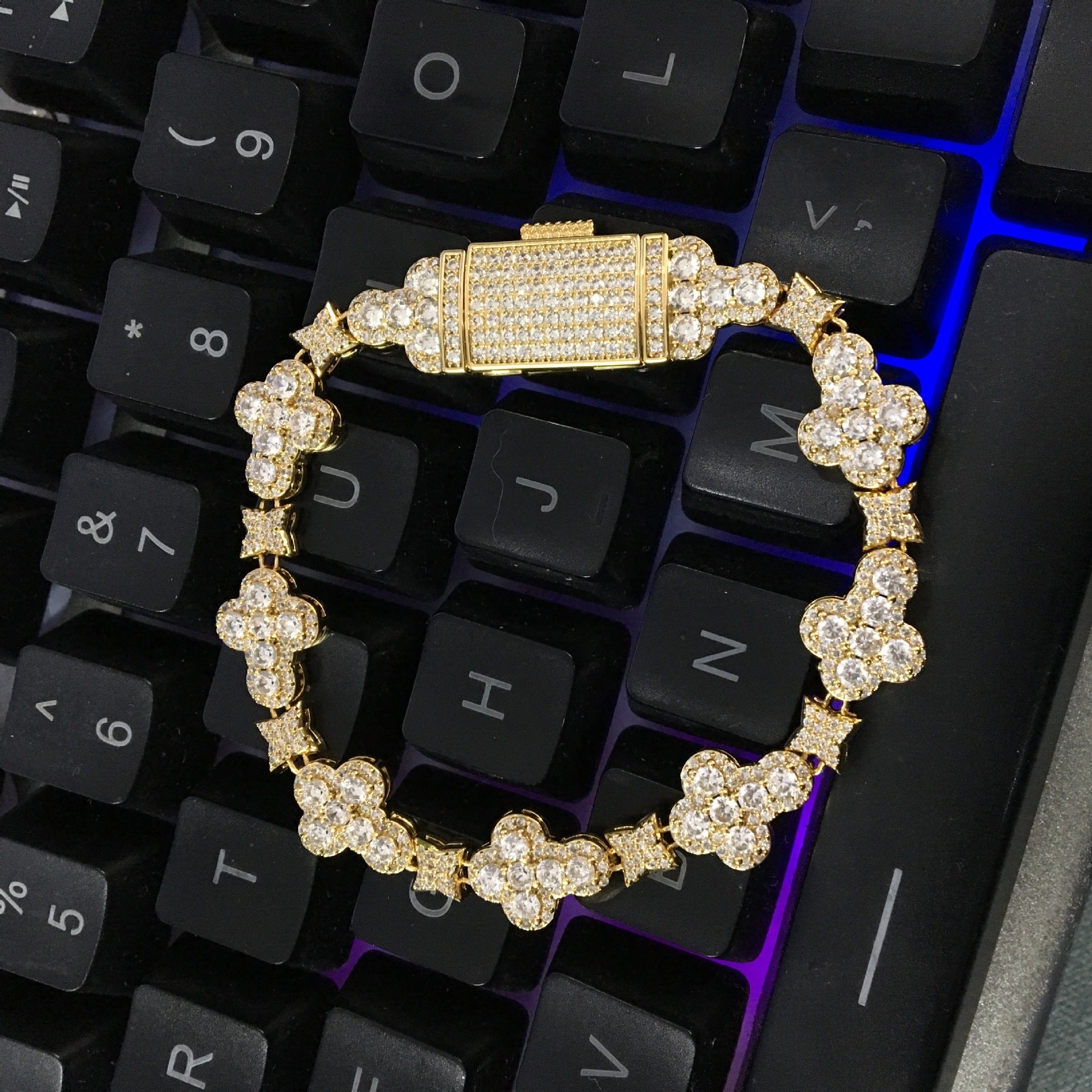 10mm cross flower star bracelet with micro-inlaid zircon by nowadaysfashion