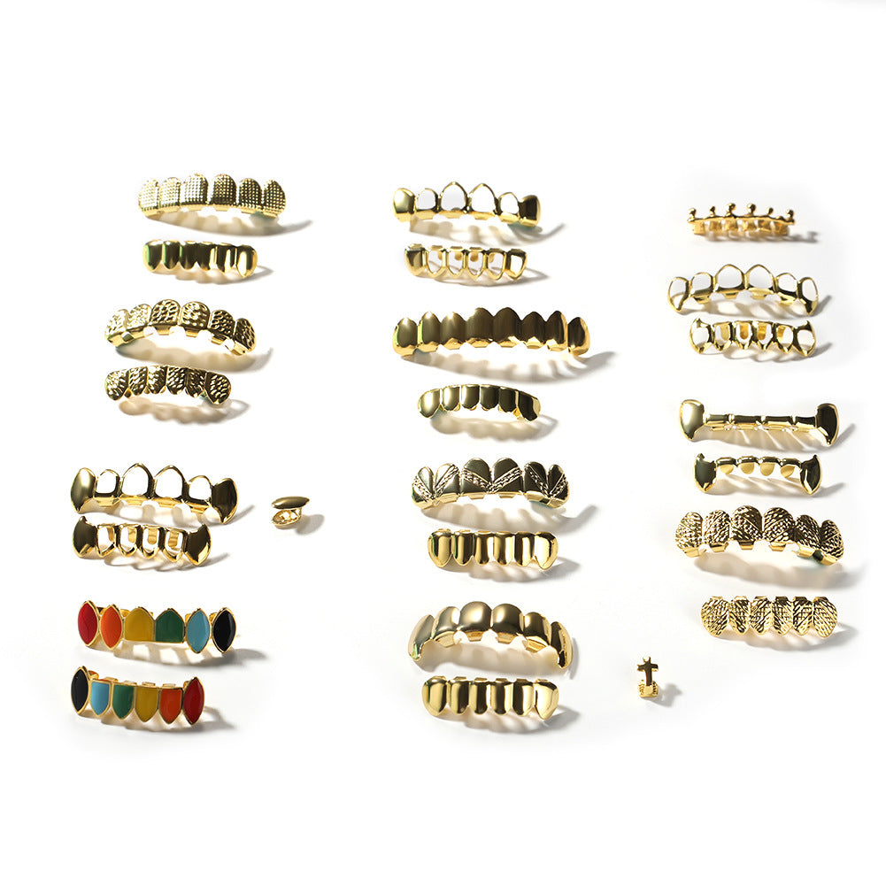Hip-hop polished braces with gold electroplating by nowadaysfashion