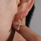 Hip-hop cubic zirconia cross earrings by nowadaysfashion