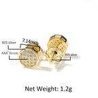 Hip Hop diamond-encrusted 925 silver stud earrings by nowadaysfashion