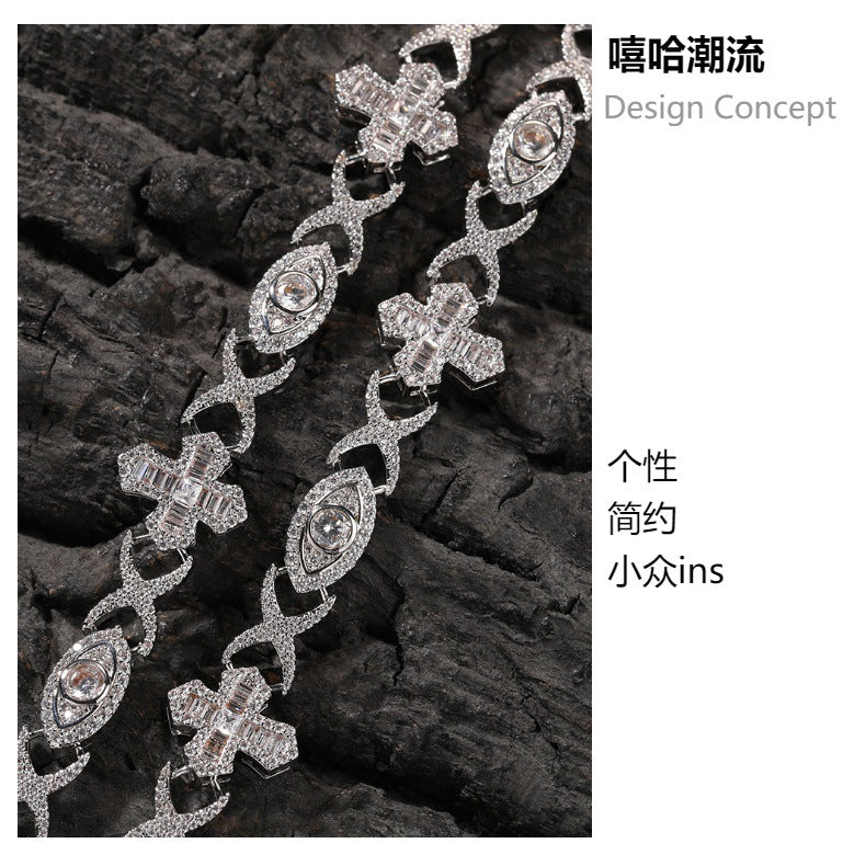 Hip Hop Zirconia Eye Cross Bracelet by nowadaysfashion