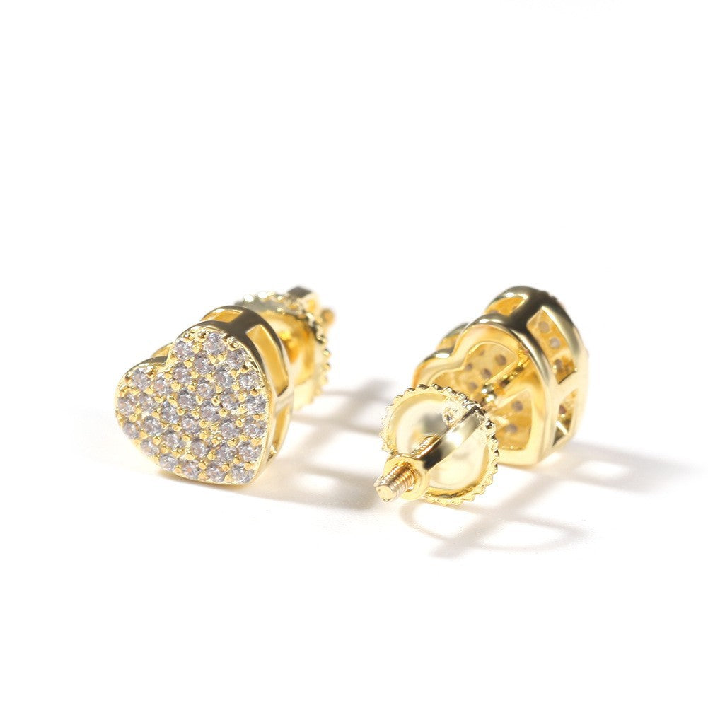 Hip Hop diamond-encrusted 925 silver stud earrings by nowadaysfashion
