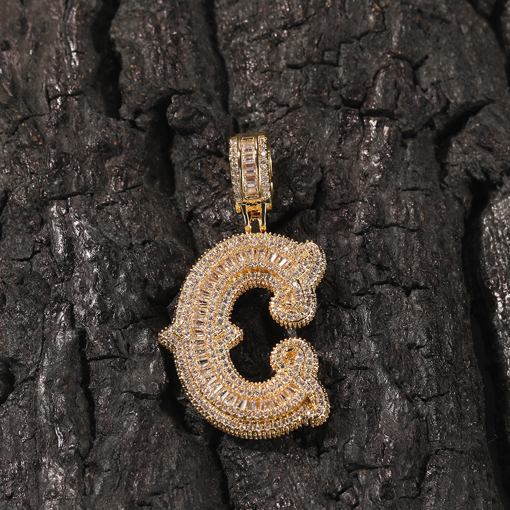 Hip-hop fully diamond-encrusted spiky rock sugar letter necklace by nowadaysfashion