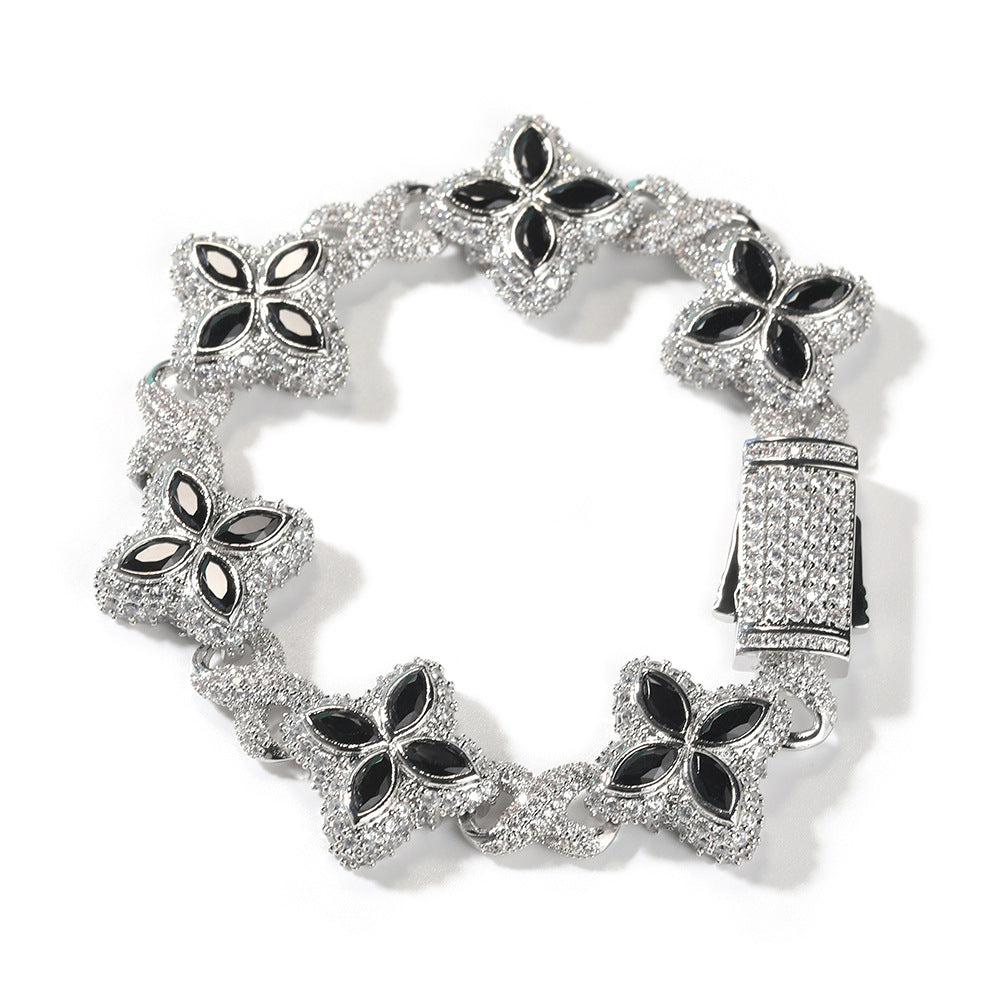 Hip-hop zircon colored infinite four-leaf clover bracelet by nowadaysfashion