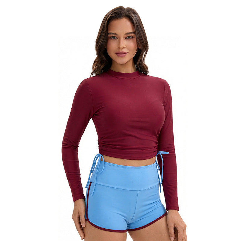 Swimsuit Women Split Long Sleeve Sunscreen Solid Color Conservative Two Piece Set Swimsuit by Bella Mia